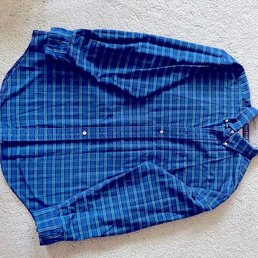 XL Deep River Trading 100% cotton blue & green long sleeve